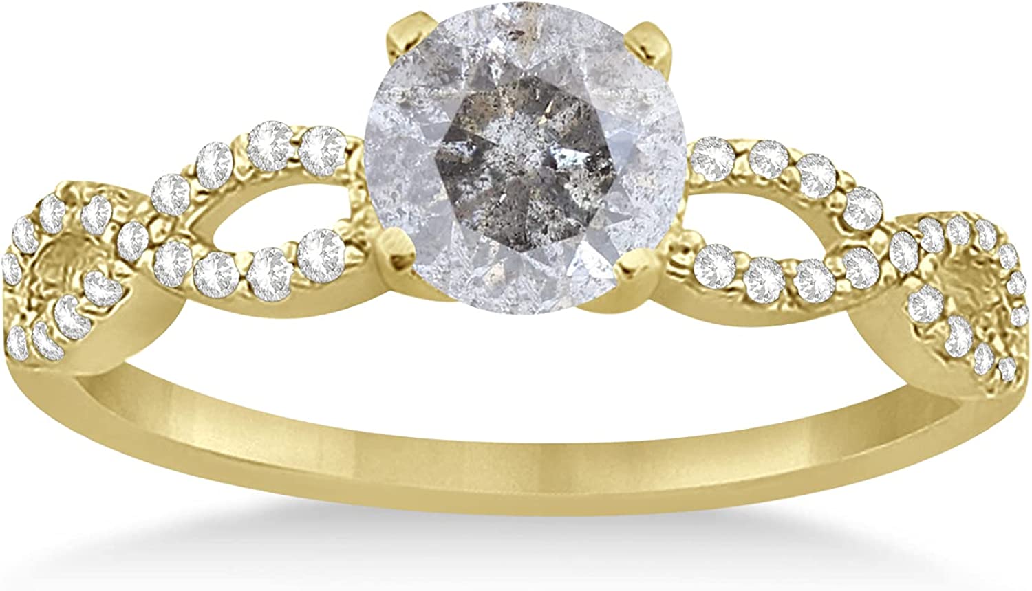 salt and pepper diamond engagement ring 5 Twisted Infinity Round Salt and Pepper Diamond Engagement Ring