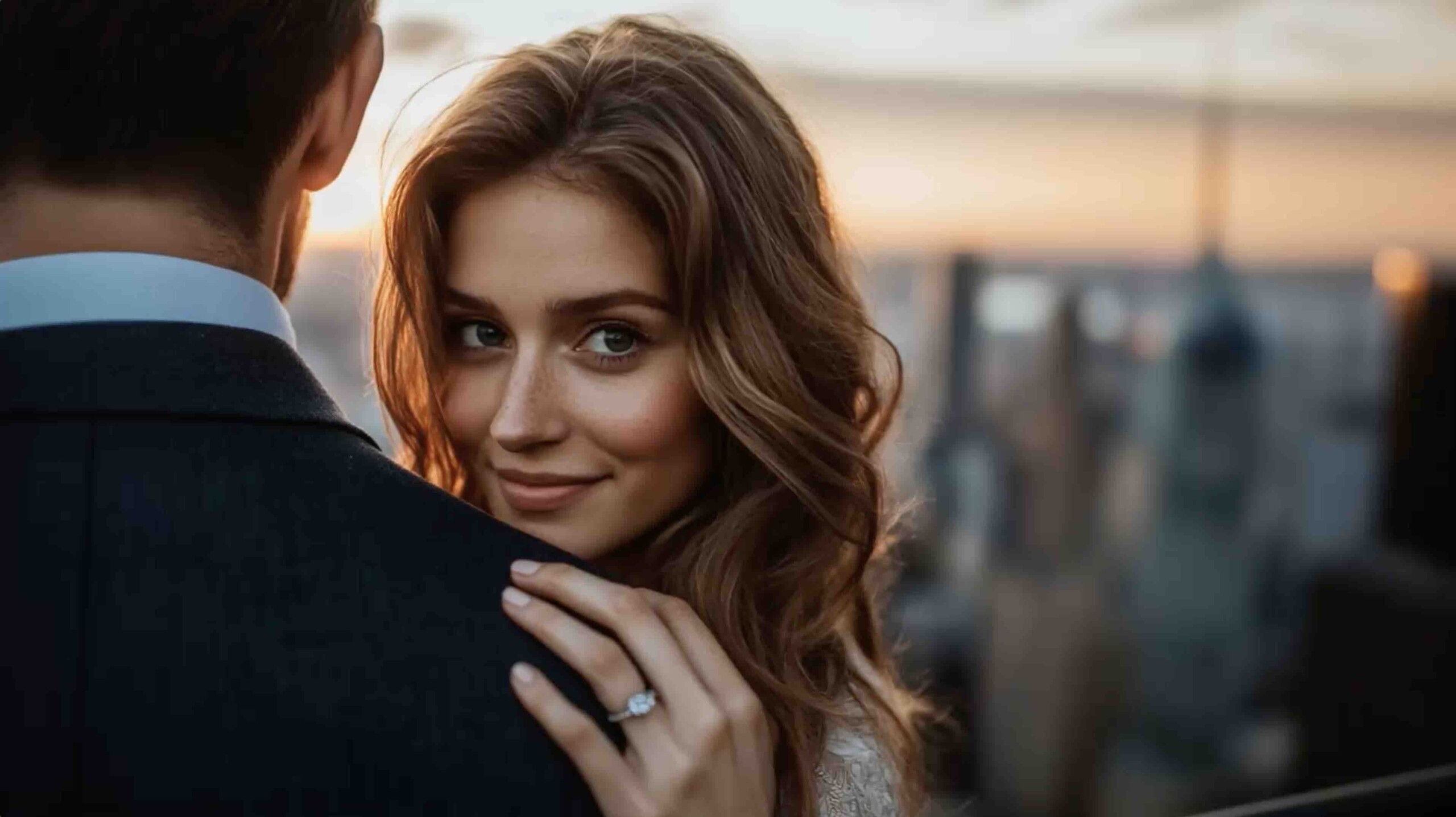 a person looking longingly at the camera while wearing a wedding ring