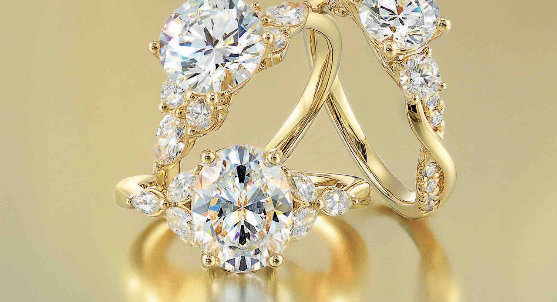 gold band rings with diamonds