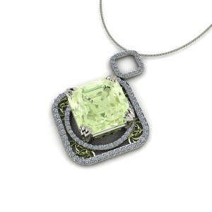 14K White & Green Gold Green Amethyst Pendant