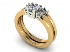 14K Yellow Gold Diamond Wedding Set