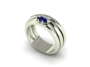 14K White Gold Sapphire & Diamond Band  