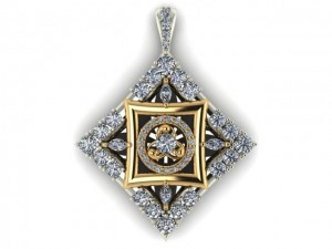 14K Two-Tone Ladies Diamond Pendant  