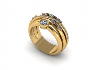 14K Yellow Gold Ladies Diamond Fashion Ring  