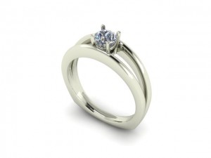 14K White Gold Diamond Engagement Ring  