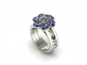 14K White Gold Sapphire & Diamond Ring  