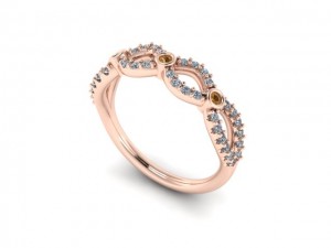 14K Rose Gold Chocolate & White Diamond Wedding Band  
