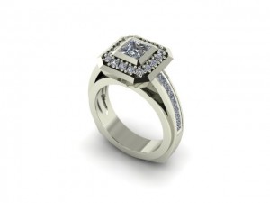 14K White Gold Diamond Engagement Ring  