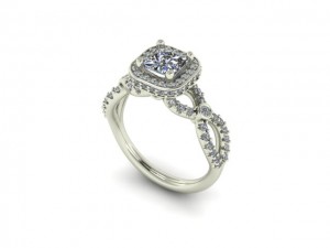 14K White Gold Diamond Engagement Ring  