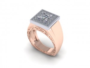 14K Rose Gold Mens Diamond Fashion Ring  