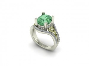 14K White & Green Gold Green Amethyst Ring