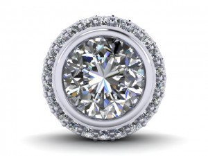 14K White Gold Diamond Solitaire Pendant