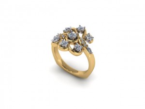 14K Yellow Gold Ladies Diamond Fashion Ring